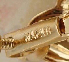 Vintage Napier Gold Tone Screw Back Clip Swirl Hoop Earrings