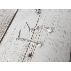 Vintage Stud On Earrings Clear Gem Dangle 1″