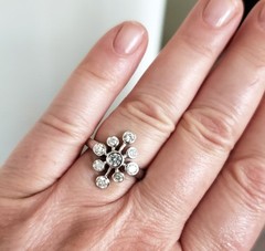 Vintage Natural Diamond Cocktail Ring 0.80CT(Est). 14K gold S-7.25