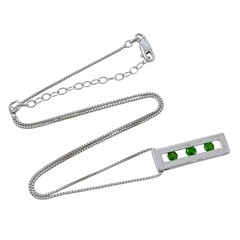 Green Triple Diopside Pendant | Sterling Silver 925 Necklace 16”-18” Gift