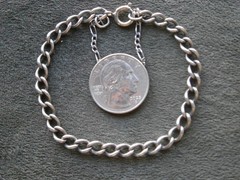 Curb Chain Link Figaro Safety Chain Vintage Sterling Silver Bracelet 7.5″ ~ 9.6g