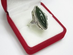 Vintage USSR sterling silver ring 875, star, nephritis, 5,43 gr., ring size 7,75