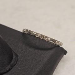 Antique 1934 Ostby Barton 14K White Gold Art Deco Wedding Band Engraved Sz 6