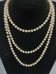 Vintage Champagne Tone Simulated Pearl Rope Necklace