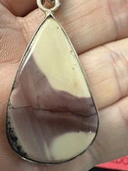 VTG Sterling Silver – Artisan Made Jasper Inlay Oval Necklace Pendant