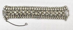 Vtg Estate Piece 7 Rows Rhinestones w/Safety Chain Runway Statement MINT