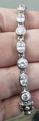 Ross Simons 925 Sterling Silver CZ Tennis Bracelet Heart Cutout Links 6.75″