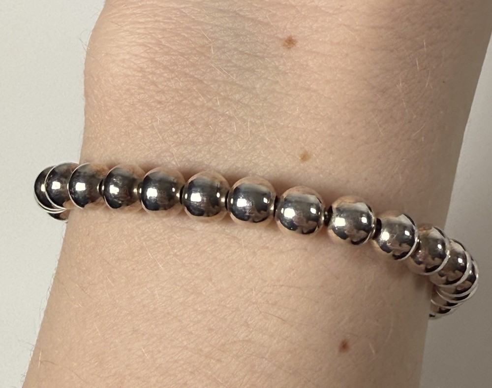 Vintage Sterling Silver Ball 7.5” Bracelet Beaded
