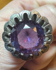 ESTATE VINTAGE TAXCO MEXICO PURPLE PINK SAPPHIRE STERLING SILVER RING Sz. 6.25