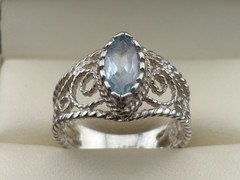 925 Sterling Silver Vintage Sky & Swiss Blue Topaz Designer Rings Sz. 8 & 8.5