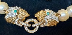 Vintage CIELO Panther Faux Pearl Parure Statement Runway Set Necklace Earrings