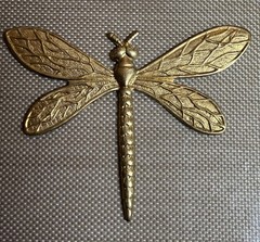 Vintage Brass Dragonfly Stampings 36mm Nature Jewelry Findings Lot of 4 NOS