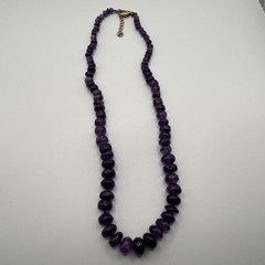 Vintage Necklace Knotted Graduated Amethyst Rondella Beads February Birthstone