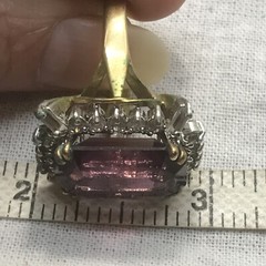 Vintage 18KT GE Gold Plated Purple Austrain Crystal Clear Acc Ring varied sizes