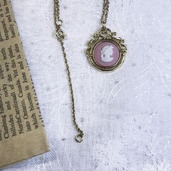 Wedgwood Jasper Reversible Necklace with Swing Cameo Cameo Pink&White Necklace
