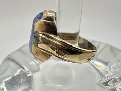 Antique Old VTG 10k Gold Filled Signed Ring SZ11 Blue Glass Damage 9.3gram READ