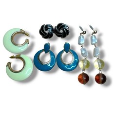 Vintage Pierced Post Earrings Enamel Lucite Various Eras Wearable Condition