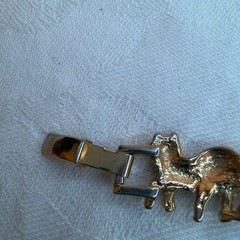 Vintage Gold Tone Cat Link Bracelet/Pin/Earring Set Signed AJC