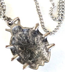 Vintage Ladybug Silver Tone Pendant Necklace 16″ Curb Link Chain