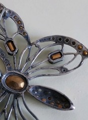 Butterfly Brooch STERLING 925 W/garnet & Opals & Peridot PIN Signed MMA Vtg Read