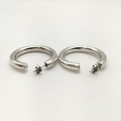Vintage Sterling Silver 5mm 1.25” Classic Hoop Earrings Marked 925 8.8g #20