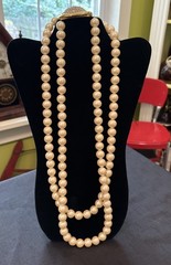Vintage GIVENCHY Runway 12mm Faux Pearl Double Strand Necklace W Crystal Clasp