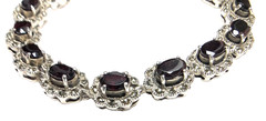 Vintage 925 Garnet & Marcasite Bracelet ~ 5mm x 6.5mm Garnets ~ 8″ long ~ Wt. 23