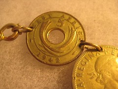 Vintage East Africa, Kenya, Uganda, 1942 coin jewelry bracelet