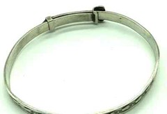 H.S.Ltd Tulip Repousse Sterling Silver Child Expandable Bangle Bracelet Vintage