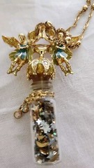 Vintage RARE HTF Retired Kirks Folly Angel Folly Dust Necklace/Pin w/Box 36″
