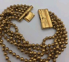 Vintage Art Deco Brass Multistrand BB Ball Bead Chain Bracelet 7″ 1930s Ornate