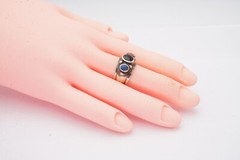 Vintage Sterling Silver 925 Black Onyx Lapis Coral Ring Size 4.25
