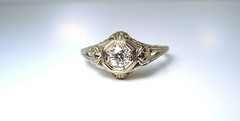 Antique Art Deco Diamond .32 ct tw 14 kt White Gold Ring* GAL Appraisal*Gift Box