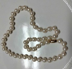 2 VINTAGE FAUX PEARL ROUND BEAD STRAND NECKLACES -16″