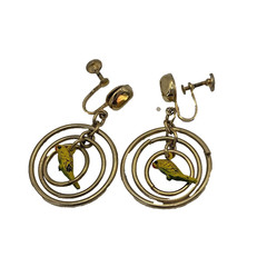 Vintage Gold Tone Parrot Dangle Earrings Womens Screw Back 2 In Jewelry