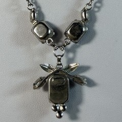 Van Dell Sterling Silver Smoky Brown Yellow/green Gemstone Necklace 16” vintage