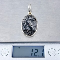 Vintage Sterling Silver 925 Tourmalinated Quartz Pendant