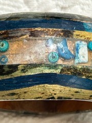 Artisan Wood Resin Acrylic Bangle Bracelet Boho Chunky Peacock Colors