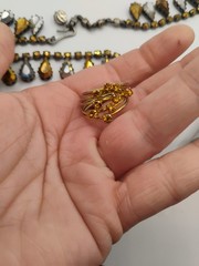 Vintage 1950s Made In Austria Stamped Trio, Prong Set Necklace Ring And Earrings