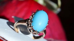 10k rose gold size 3 ring 2.50ct turquoise solitaire 1890’s antique 2.71gr N3188