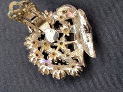 ART (C) Arthur Pepper Mode Art Brooch & Earring Set AB Rhinestone Pink Enamel