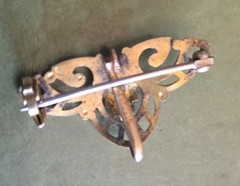 ANTIQUE Simmons Rose, White and Green Gold Tone WATCH PIN Brooch