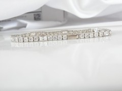 Vintage Sterling Silver 925 Baguette Cubic Zirconia Tennis Bracelet 7″