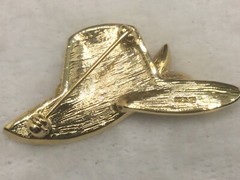 Vintage Signed Monet Yellow Hat Brooch Pin Sparkly Rhinestones