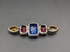 Art Deco Multi Color Blue Red Orange Graduated Glass Brooch/Pin