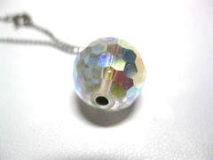 Vintage Atlas Crystal Faceted Ball Pendant Necklace Sterling Necklace