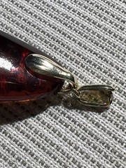 Vintage Large Amber Pendant 14g Freeform Shape Marked Bail Marked 333 8K Gold