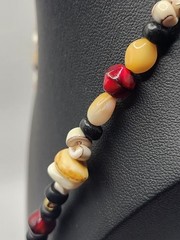 Vintage Artisan Beaded Necklace Bone Shell Agate Boho Tribal Statement