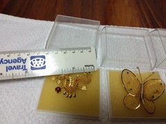 Vintage Dragon, Phoenix, Butterfly, Filigree Brooch/Pendant Set Gold Tone Asian