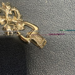 Vintage Coro 7.5” Bracelet Textured Gold Tone Leafs Rhinestones Fold Over Clasp
